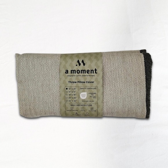 A Moment Other - A Moment Throw Pillow Cover 12x20 Lumbar Neutral Woven Sherpa Back New